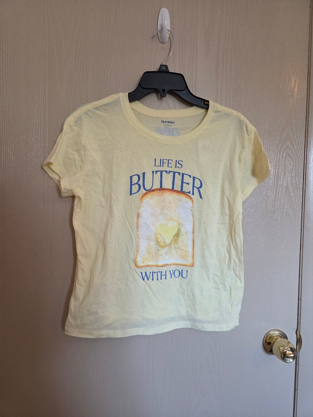 Old Navy Girls XXL butter Yellow Toast Grapic Tee Life Is Butter With You NWT